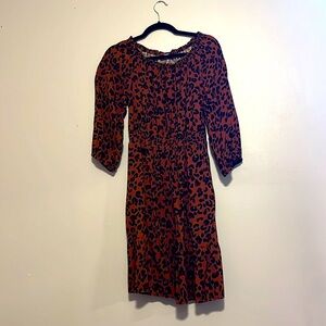 Knox Rose Long Sleeve A-Line Dress Dark Brown Leopard Print XS